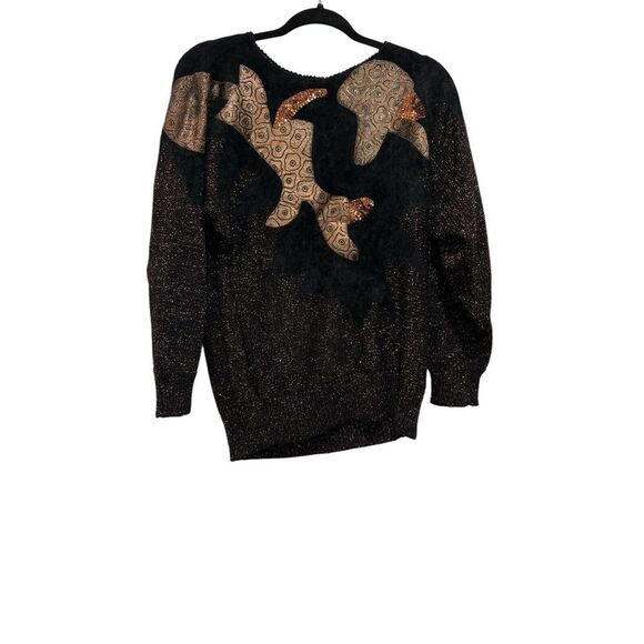 Cache‎ Sweater Womens Small Vintage Black Pullover rose Gold Lambswool Angora - Picture 2 of 5